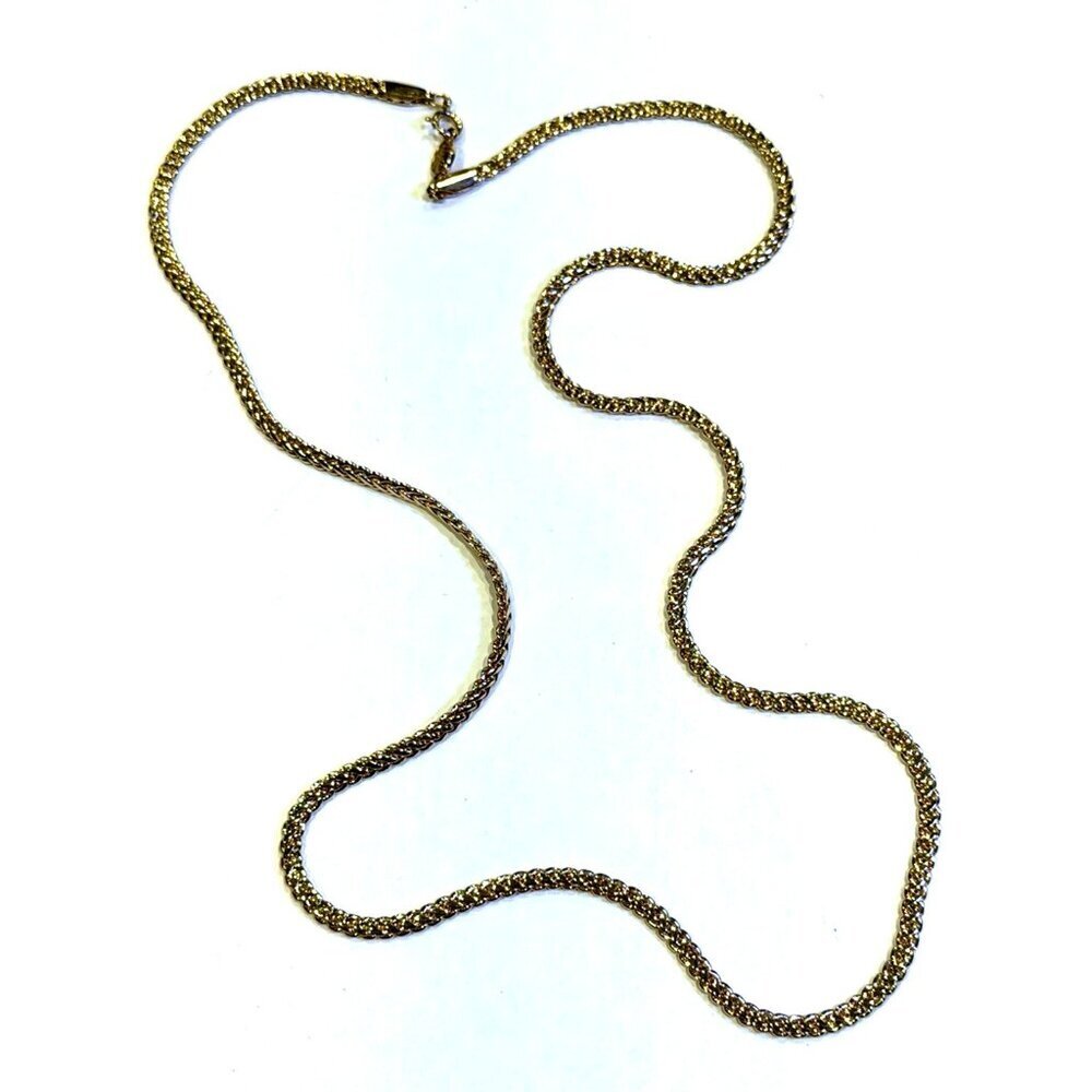NAPIER VINTAGE GLAM ERA 1980S GOLD FLAT BRAIDED FOXTAIL 29" CHAIN NECKLACE EUC
